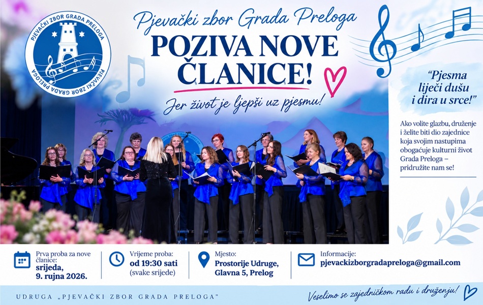 Volite pjevati? Pjevački zbor Grada Preloga poziva nove članove!